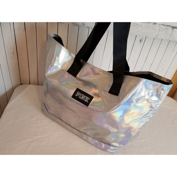PINK Victoria's Secret Handbags - Victoria's Secret PINK Iridescent Silver Tote Bag!